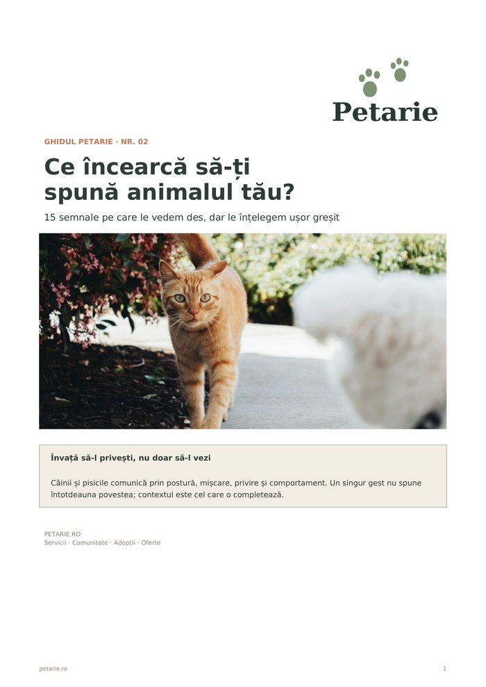 Ghidul Petarie nr. 02 — Ce încearcă să-ți spună animalul tău?